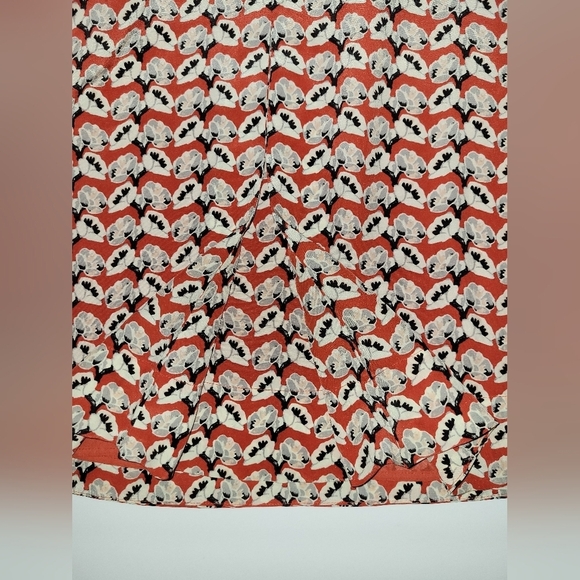 Tory Burch Orange Poppy Floral Print Silk Maximalist Long Sleeve Tunic Dress - Picture 4 of 15